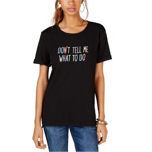 Carbon Copy Womens Don't Tell Me What To Do Embellished T-Shirt, Black, Small - 1 of 1