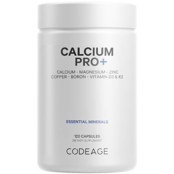 Codeage Calcium Supplement, Magnesium Zinc Copper Boron, Vitamin D3 + K2 - 120ct