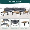 4-Piece Outdoor Patio Iron Sectional Sofa Set with Coffee Table and Side Storage Shelf - 3 of 4