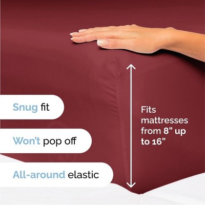 Burgundy California King Microfiber 4-Piece Bed Sheet Set