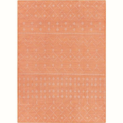 Mark & Day Cruquius 5'1"x7' Rectangle Woven Indoor and Outdoor Area Rugs Bright Orange: Geometric Botanical, Stain-Resistant