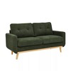 Zeus & Ruta 67.7'' Mid-Century Modern Tufted Loveseat Sofa with Wood Legs – Upholstered Fabric - 2 of 4