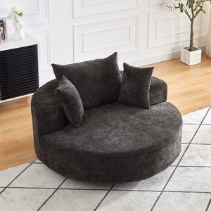 CAVINAS 55''L Chenille Swivel Sofa Chair Fluffy Sleeper 360 Degree Swivel Chair with Pillows for Living Room - 1 of 4