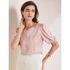 INSPIRE CHIC Women's Work Elegant Sweetheart Neck Half Puff Sleeve Office Work Satin Blouse - 3 of 4