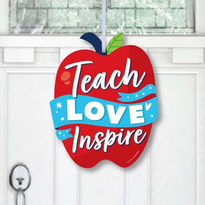 Big Dot of Happiness Thank You Teachers - Hanging Porch Teacher Appreciation Outdoor Decorations - Front Door Decor - 1 Piece Sign