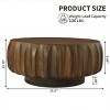 31" Round Wood Coffee Table, Drum Coffee Table with Carved Sculptural Design for Living Room or Bedroom – Cuddlewood - 4 of 4