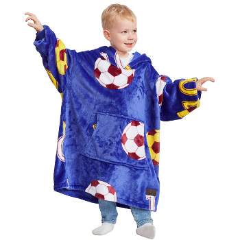 Catalonia Banana Cat Wearable Blanket Hoodie for Kids, Fleece Snuggy Sweatshirt Pullover, 4-12 Years Kids, Gift for Boys Girls