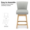 Vipbear 26/30 In Counter Height Swivel Barstool with Back,Modern Fabric Swivel Barstools Chair for Kitchen Island,Pub Upholstered Solid Wood Legs - 3 of 4