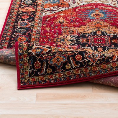 Elanor Traditional Dark Red Hand-knotted Synthetic Area Rug