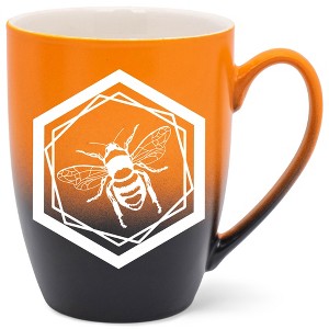 Elanze Designs Honeycomb Bee Two Toned Ombre Matte Orange and Black 12 ounce Ceramic Stoneware Coffee Cup Mug - 1 of 4