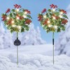 Collections Etc Solar Powered Holly Bush Stakes - Set of 2 - 2 of 2