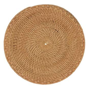 Round Natural Placemats Set for Dining Table, Hand Braided 14inch, Hot Pot  Holder Heat Resistant Mats, Straw Wicker Placemats, Gray Color 