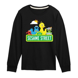 Boys' - Sesame Street - Big Bird Cookie Monster Elmo Oscar Long Sleeve Graphic T-Shirt - 1 of 3