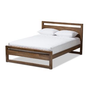 Torino Mid Century Modern Solid Wood Open Frame Style Platform Bed King Brown Baxton Studio Target