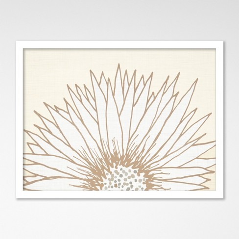 Americanflat Botanical 24x36 White Framed Print Simple Sunflower
