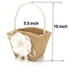 Attop 2PCS Burlap Flower Girl Basket with Pearl Handle for Vintage Rustic Wedding Ceremony Small White Lace Design Perfect for Bridal - 3 of 4