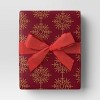 30” 25 sq ft Christmas Roll Wrap Gold Snowflakes on Dark Red - Wondershop™ - 2 of 3