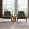 29.2'' Cognac Faux Leather Mid-Century Accent Chairs with Cushioned Seat, Solid Wood Frame and Brass-Tipped Legs (Set of 2( - 2 of 4
