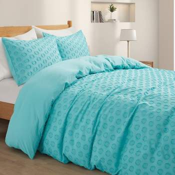 Peace Nest Ultra-Lightweight Microfiber Clipped Duvet Cover Set with Circle Pattern