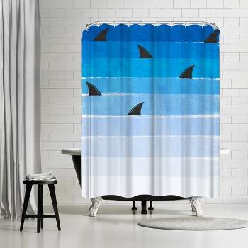 Americanflat 71" x 74" Shower Curtain, Sharks by Charlotte Winter