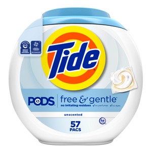 Tide Unscented Free & Gentle HE Deep Cleaning Concentrated Laundry Detergent Pods - 1 of 4