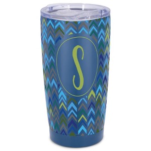Elanze Designs S Monogram Herringbone Arrows Wrap-Around Design 20 Ounce Stainless Steel On-The-Go Coffee Mug, Thermal Travel Tumbler with Leak - 1 of 4