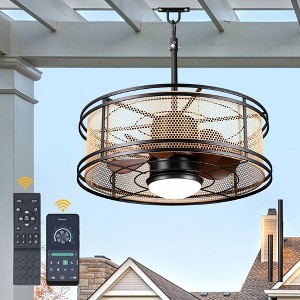 Bella Depot Outdoor Black Caged Ceiling Fan with Light and Remote  6-speed Reversible Boho Ceiling Fan Plug-in - 1 of 4