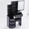 SEVOBAL Dressers Space Saving Vanity Table Set with Sliding Mirror Cushioned Stool and Storage for Bedroom, Black, 29.2"*12.6"*50.4" - 3 of 4
