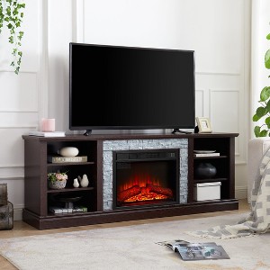 NicBex TV Stand for 75 Inch TV with 6 Open Storage Space,TV Entertainment Center with 23 Inch Fireplace Insert,TV Console Table for Living Room - 1 of 4