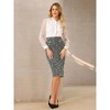 INSPIRE CHIC Women's Office Tweed High Waist Button Decor Elegant Midi Pencil Skirts - 2 of 4