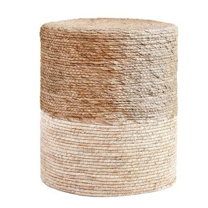 KTMBDW Ottoman Poufs, Natural Seagrass Pouffe, Hand Weave Round Footstool with Wood Frame, Sitting Braided Footrest for Living Room, Bedroom - 1 of 4