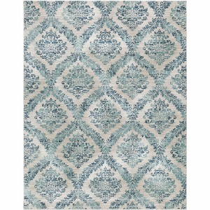 Hauteloom Oaklyn Teal Floral Diamonds Rug - 1 of 4