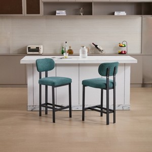 TOAOTBNBO Modern Bar Chairs Set of 2, Upholstered Counter Height Bar Stools with Metal Legs, Comfortable Barstools for Kitchen Island - 1 of 4