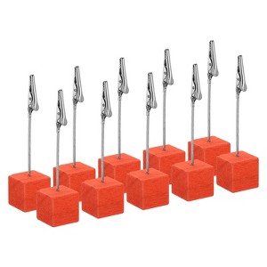 Unique Bargains Wood Base Table Number Memo Clip Place Card Holder 10 Pcs - 1 of 4
