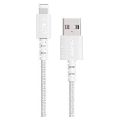 Anker 3&#39; Braided Lightning to USB-A Charging Cable - White