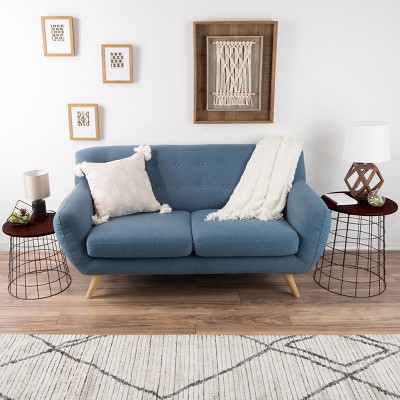 Vintage Charm Round Cherry Wood & Metal Nesting Side Tables, Set of 2