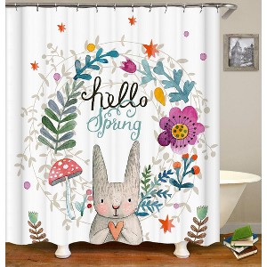 Hello Spring Shower Curtains for Bathroom Waterproof Fabric Bath Curtain Durable Soft Stylish Bathroom Decor 72x72 Inch - 1 of 1