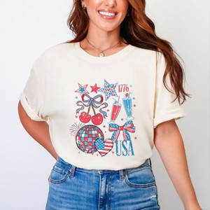 Simply Sage Market Patriotic Disco Collage Garment Dyed Tee - 1 of 4