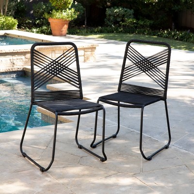 Padko 2pk Outdoor Patio Rope Accent Chair Black - Holly & Martin