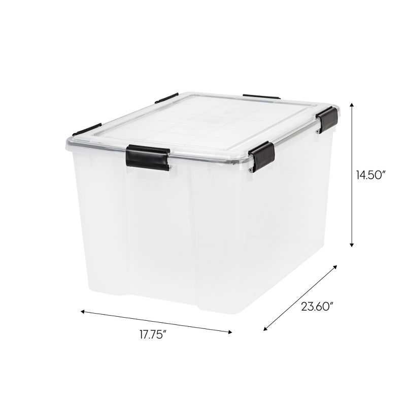 IRIS USA 74Qt/41Qt  WEATHERPRO Airtight Plastic Storage Bin with Lid and Seal and Secure Latching Buckles, 4 of 8