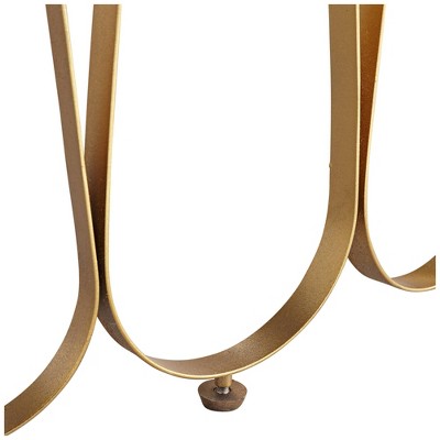 Gold Teardrop Frame Mirrored Metal Console Table 45"