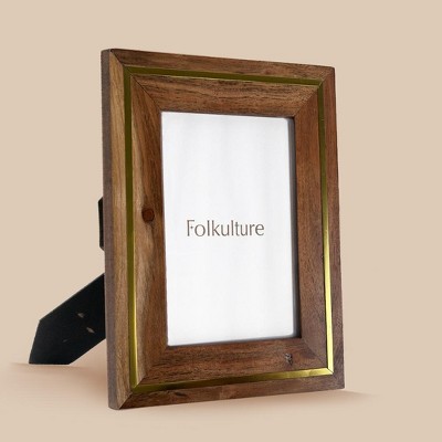 Folkulture Picture Frames 5" x 7" Wooden & Metal Picture Frame or Photo Frames for Wall, Photo Wall Display Gifts for Women (Rustic Roots)