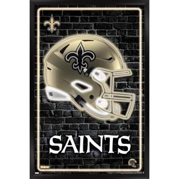 Trends International NFL New Orleans Saints - Neon Helmet 23 Framed Wall Poster Prints Black Framed Version 14.725' x 22.375'