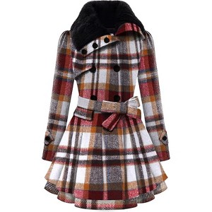 Zeagoo Women's Fashion Faux Fur Lapel Double-Breasted Thick Wool Trench Coat Winter Warm Jacket - 1 of 4