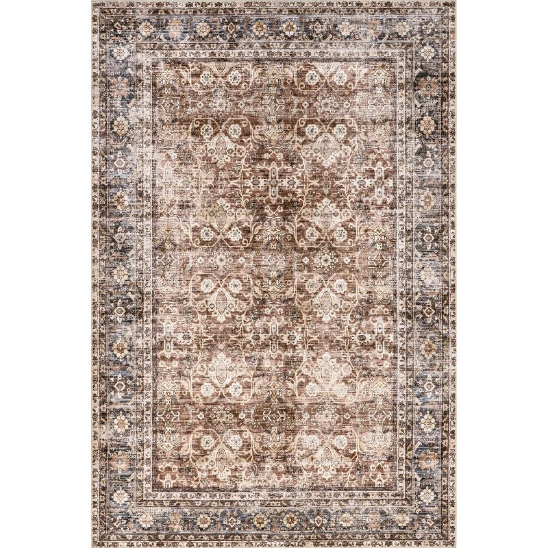 nuLOOM Freesia Faded Floral Spill Proof Machine Washable Area Rug, 1 of 10