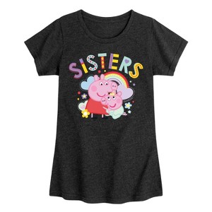 Girls' - Peppa Pig - Sisters Peppa And Baby Fitted Short Sleeve Graphic T-Shirt - 1 of 4