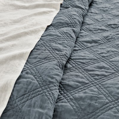 Denim Blue Cotton Twin Quilt Set