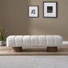 64" Upholstered Dining Bench,Ottoman with Round Wood Legs for Dining Bedroom Entryway Living Room,No-Assembly-Baofuwish - 2 of 4