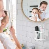 LunaLulinlk Toothbrush Holders Stainless Steel Electric Toothbrush Holder Wall Mounted, Shower Toothbrush Toothpaste Holder, 2 Slots, White - 2 of 4