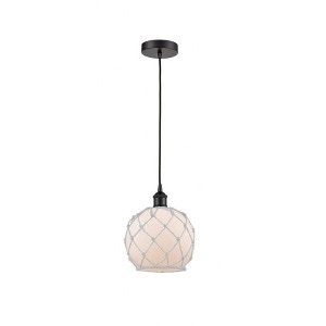 Farmhouse Rope - 1 Light Cord Hung Mini Pendant In Industrial Style-10.75 Inches Tall and 8 Inches Wide - 1 of 1